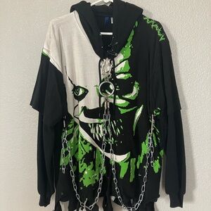 Men's Black and Green Graphic Sweater